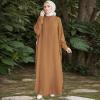 image:imageIDOPIP Muslim Dresses for Women Long Sleeve Islamic Ramadan Abaya Dubai Kaftan Robe Loose Casual Modest Arabic Prayer ClothesBrown