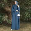 image:imageIDOPIP Muslim Dresses for Women Long Sleeve Islamic Ramadan Abaya Dubai Kaftan Robe Loose Casual Modest Arabic Prayer ClothesDark Blue