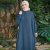 image:imageIDOPIP Muslim Dresses for Women Long Sleeve Islamic Ramadan Abaya Dubai Kaftan Robe Loose Casual Modest Arabic Prayer ClothesDark Blue