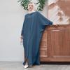 image:imageIDOPIP Muslim Dresses for Women Long Sleeve Islamic Ramadan Abaya Dubai Kaftan Robe Loose Casual Modest Arabic Prayer ClothesDark Blue