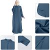 image:imageIDOPIP Muslim Dresses for Women Long Sleeve Islamic Ramadan Abaya Dubai Kaftan Robe Loose Casual Modest Arabic Prayer ClothesDark Blue
