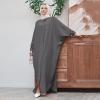 image:imageIDOPIP Muslim Dresses for Women Long Sleeve Islamic Ramadan Abaya Dubai Kaftan Robe Loose Casual Modest Arabic Prayer ClothesDark Gray
