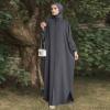 image:imageIDOPIP Muslim Dresses for Women Long Sleeve Islamic Ramadan Abaya Dubai Kaftan Robe Loose Casual Modest Arabic Prayer ClothesDark Gray