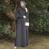 image:imageIDOPIP Muslim Dresses for Women Long Sleeve Islamic Ramadan Abaya Dubai Kaftan Robe Loose Casual Modest Arabic Prayer ClothesDark Gray