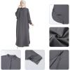 image:imageIDOPIP Muslim Dresses for Women Long Sleeve Islamic Ramadan Abaya Dubai Kaftan Robe Loose Casual Modest Arabic Prayer ClothesDark Gray