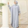 image:imageIDOPIP Muslim Dresses for Women Long Sleeve Islamic Ramadan Abaya Dubai Kaftan Robe Loose Casual Modest Arabic Prayer ClothesGray