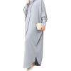 image:imageIDOPIP Muslim Dresses for Women Long Sleeve Islamic Ramadan Abaya Dubai Kaftan Robe Loose Casual Modest Arabic Prayer ClothesGray