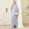 image:imageIDOPIP Muslim Dresses for Women Long Sleeve Islamic Ramadan Abaya Dubai Kaftan Robe Loose Casual Modest Arabic Prayer ClothesGray