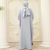 image:imageIDOPIP Muslim Dresses for Women Long Sleeve Islamic Ramadan Abaya Dubai Kaftan Robe Loose Casual Modest Arabic Prayer ClothesGray