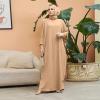image:imageIDOPIP Muslim Dresses for Women Long Sleeve Islamic Ramadan Abaya Dubai Kaftan Robe Loose Casual Modest Arabic Prayer ClothesKhaki