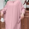 image:imageIDOPIP Muslim Dresses for Women Long Sleeve Islamic Ramadan Abaya Dubai Kaftan Robe Loose Casual Modest Arabic Prayer ClothesPink