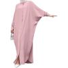 image:imageIDOPIP Muslim Dresses for Women Long Sleeve Islamic Ramadan Abaya Dubai Kaftan Robe Loose Casual Modest Arabic Prayer ClothesPink
