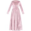 image:imageFlower Girl Velvet Dress for Kids Wedding Bridesmaid Pageant Party Christmas Long Sleeve Vintage Maxi Dress with PocketDusty Pink