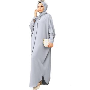 image:imageIDOPIP Muslim Dresses for Women Long Sleeve Islamic Ramadan Abaya Dubai Kaftan Robe Loose Casual Modest Arabic Prayer ClothesGray