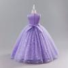 image:imageIDOPIP Sequin Flower Girl Lace Dress for Kids Wedding Pageant Party Formal Long Gown Princess First Communion Tulle DressesPurple Sequin Butterfly Lace