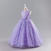 image:imageIDOPIP Sequin Flower Girl Lace Dress for Kids Wedding Pageant Party Formal Long Gown Princess First Communion Tulle DressesPurple Sequin Butterfly Lace