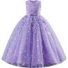 image:imageIDOPIP Sequin Flower Girl Lace Dress for Kids Wedding Pageant Party Formal Long Gown Princess First Communion Tulle DressesPurple Sequin Butterfly Lace
