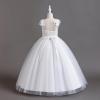 image:imageIDOPIP Flower Girl Lace Dress for Kids Wedding Bridesmaid Pageant Party Formal Long Gown Princess 1st Communion Tulle DressesWhite  Lace