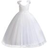 image:imageIDOPIP Flower Girl Lace Dress for Kids Wedding Bridesmaid Pageant Party Formal Long Gown Princess 1st Communion Tulle DressesWhite  Lace