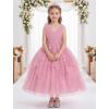 image:imageIDOPIP Flower Girl Sequin Butterfly Dress for Kids Wedding Pageant Party Long Gown Princess Birthday Handkerchief Tulle DressDusty Pink