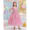 image:imageIDOPIP Flower Girl Sequin Butterfly Dress for Kids Wedding Pageant Party Long Gown Princess Birthday Handkerchief Tulle DressDusty Pink