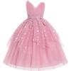 image:imageIDOPIP Flower Girl Sequin Butterfly Dress for Kids Wedding Pageant Party Long Gown Princess Birthday Handkerchief Tulle DressDusty Pink