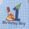image:imageIDOPIP Baby Boy 1st Birthday Outfit Embroidery Plaid Striped Romper Sleeveless Jumpsuit Summer Overalls Cake Smash PhotoshootBlue Plaid Cake