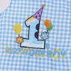 image:imageIDOPIP Baby Boy 1st Birthday Outfit Embroidery Plaid Striped Romper Sleeveless Jumpsuit Summer Overalls Cake Smash PhotoshootBlue Plaid Dog