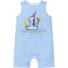 image:imageIDOPIP Baby Boy 1st Birthday Outfit Embroidery Plaid Striped Romper Sleeveless Jumpsuit Summer Overalls Cake Smash PhotoshootBlue Plaid Dog