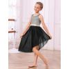 image:imageIDOPIP Praise Dance Overlay for Girls Metallic Sequin Praise Dance Dress Asymmetrical Worship Tunic Liturgical Dancewear 310Black