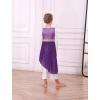 image:imageIDOPIP Praise Dance Overlay for Girls Metallic Sequin Praise Dance Dress Asymmetrical Worship Tunic Liturgical Dancewear 310Dark Purple