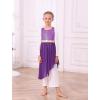 image:imageIDOPIP Praise Dance Overlay for Girls Metallic Sequin Praise Dance Dress Asymmetrical Worship Tunic Liturgical Dancewear 310Dark Purple