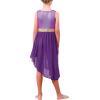 image:imageIDOPIP Praise Dance Overlay for Girls Metallic Sequin Praise Dance Dress Asymmetrical Worship Tunic Liturgical Dancewear 310Dark Purple