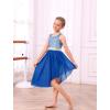 image:imageIDOPIP Praise Dance Overlay for Girls Metallic Sequin Praise Dance Dress Asymmetrical Worship Tunic Liturgical Dancewear 310Royal Blue