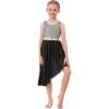 image:imageIDOPIP Praise Dance Overlay for Girls Metallic Sequin Praise Dance Dress Asymmetrical Worship Tunic Liturgical Dancewear 310Black