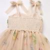image:imageIDOPIP Baby Girl Tutu Dress Summer Sleeveless Backless Princess Birthday Party Dresses Toddler Pageant Smocked Tulle SundressApricot Floral