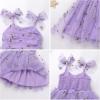 image:imageIDOPIP Baby Girl Tutu Dress Summer Sleeveless Backless Princess Birthday Party Dresses Toddler Pageant Smocked Tulle SundressLight Purple