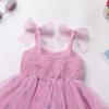 image:imageIDOPIP Baby Girl Tutu Dress Summer Sleeveless Backless Princess Birthday Party Dresses Toddler Pageant Smocked Tulle SundressPink Butterfly Shiny