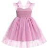 image:imageIDOPIP Baby Girl Tutu Dress Summer Sleeveless Backless Princess Birthday Party Dresses Toddler Pageant Smocked Tulle SundressPink Butterfly Shiny