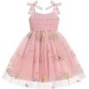 image:imageIDOPIP Baby Girl Tutu Dress Summer Sleeveless Backless Princess Birthday Party Dresses Toddler Pageant Smocked Tulle SundressPink Floral