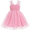 image:imageIDOPIP Baby Girl Tutu Dress Summer Sleeveless Backless Princess Birthday Party Dresses Toddler Pageant Smocked Tulle SundressPink Heart