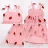 image:imageIDOPIP Baby Girl Tutu Dress Summer Sleeveless Backless Princess Birthday Party Dresses Toddler Pageant Smocked Tulle SundressPink Strawberry