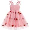 image:imageIDOPIP Baby Girl Tutu Dress Summer Sleeveless Backless Princess Birthday Party Dresses Toddler Pageant Smocked Tulle SundressPink Strawberry
