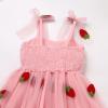 image:imageIDOPIP Baby Girl Tutu Dress Summer Sleeveless Backless Princess Birthday Party Dresses Toddler Pageant Smocked Tulle SundressPink Strawberry