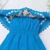 image:imageIDOPIP Toddler Baby Girls Mexican Dress Embroidered Floral Off Shoulder Dresses Summer Ruffle Kids Birthday Party DressesBlue  Off Shoulder