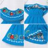 image:imageIDOPIP Toddler Baby Girls Mexican Dress Embroidered Floral Off Shoulder Dresses Summer Ruffle Kids Birthday Party DressesBlue  Off Shoulder