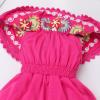 image:imageIDOPIP Toddler Baby Girls Mexican Dress Embroidered Floral Off Shoulder Dresses Summer Ruffle Kids Birthday Party DressesHot Pink  Off Shoulder