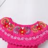 image:imageIDOPIP Toddler Baby Girls Mexican Dress Embroidered Floral Off Shoulder Dresses Summer Ruffle Kids Birthday Party DressesHot Pink  Off Shoulder