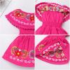 image:imageIDOPIP Toddler Baby Girls Mexican Dress Embroidered Floral Off Shoulder Dresses Summer Ruffle Kids Birthday Party DressesHot Pink  Off Shoulder