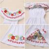 image:imageIDOPIP Toddler Baby Girls Mexican Dress Embroidered Floral Off Shoulder Dresses Summer Ruffle Kids Birthday Party DressesWhite